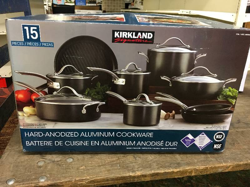 Kirkland Signature 15-PC Hard Anodized Aluminum Cookware, Retail $159.99