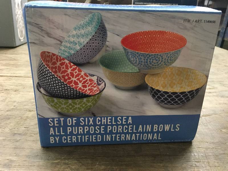 6PC Porcelain Pattern Bowls, Retail $16.99