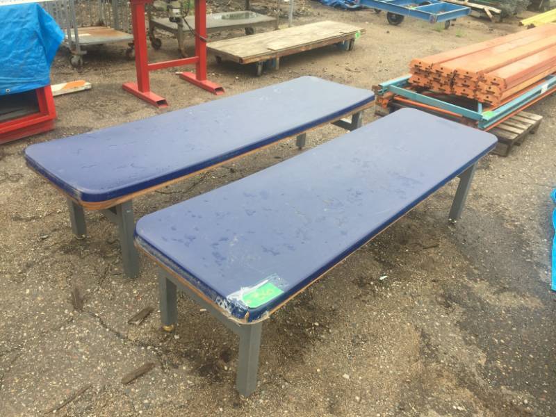 lot 36 image: Heavy duty blue benches