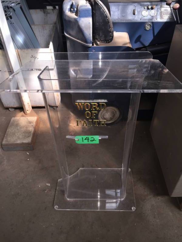 lot 142 image: Church pulpit  lectern, Clear plexiglass