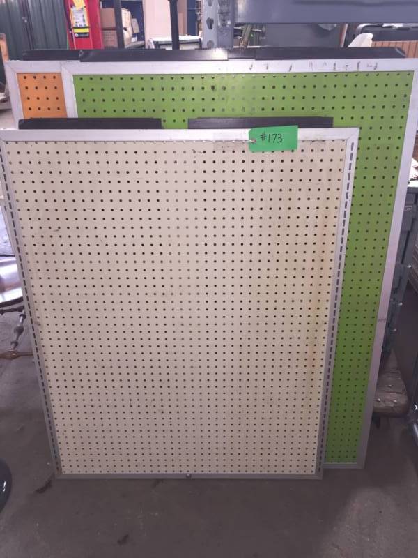 lot 173 image: 3 Vintage pegboard panels