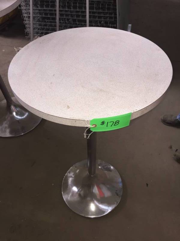 lot 178 image: Two High Bar tables Gray wsilver base