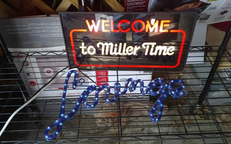 lot 5 image: Lighted Lounge Sign 18 Inches & Lighted Miller Sign 9x17