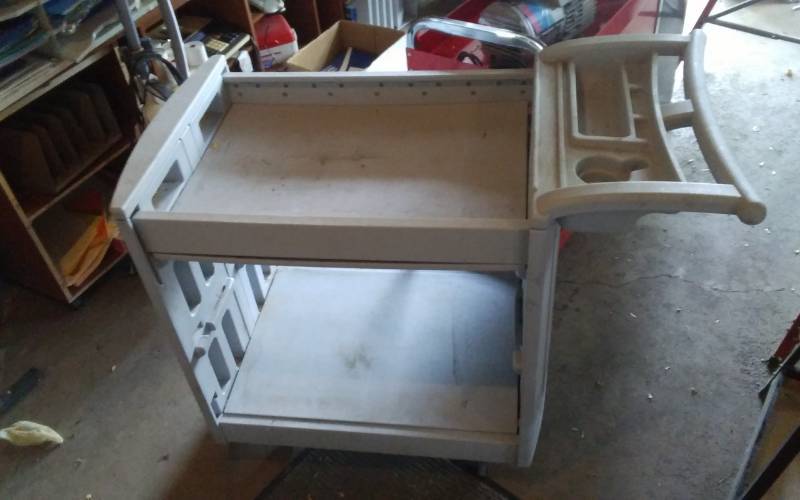 lot 7 image: Heavy Duty Rolling Cart With Adjustable Shelves 46x23x36