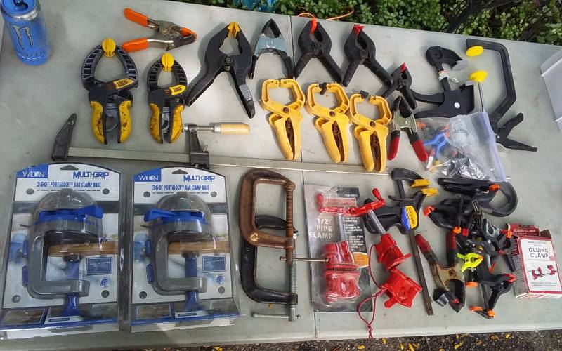lot 25 image: Lot Of Assorted Clamps, 2-New Multi-Grip 360, Portalock Bar Clamp Bases