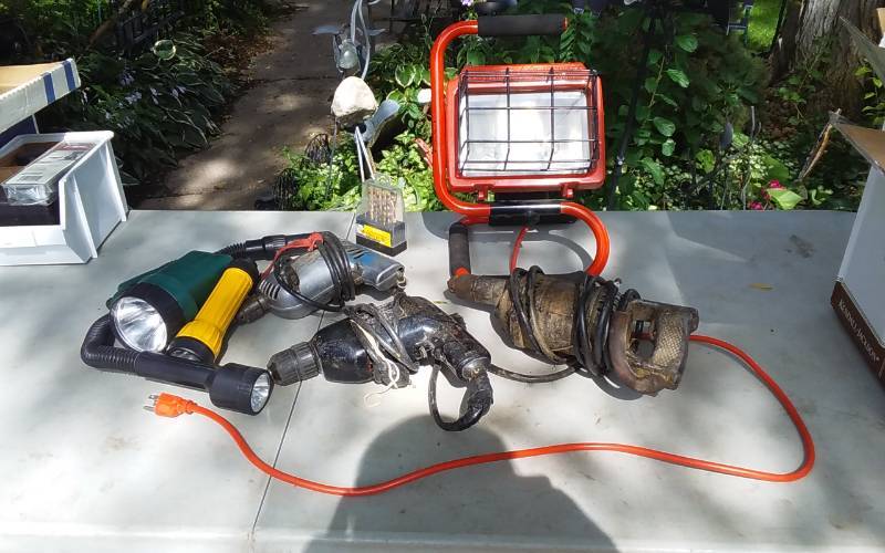 lot 46 image: Power Light Work Light, Flashlights, Snake Light, Drills, Bits