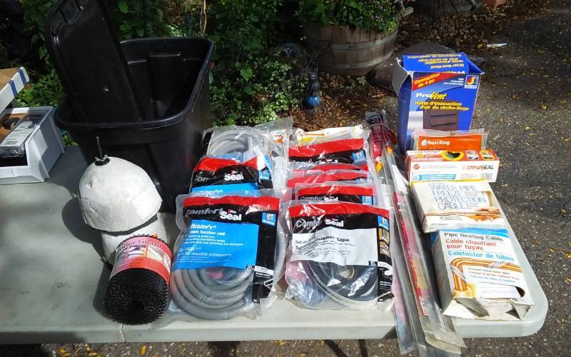 lot 49 image: Lot Of Weather Stripping, Gutter Guard, Pipe Heating Cable, Door Sweeps