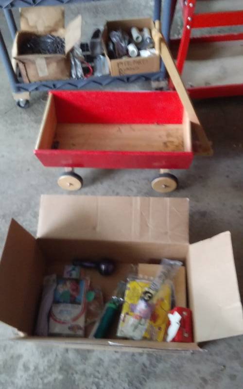 lot 61 image: Little Wood Wagon & Box Of Misc.Toys