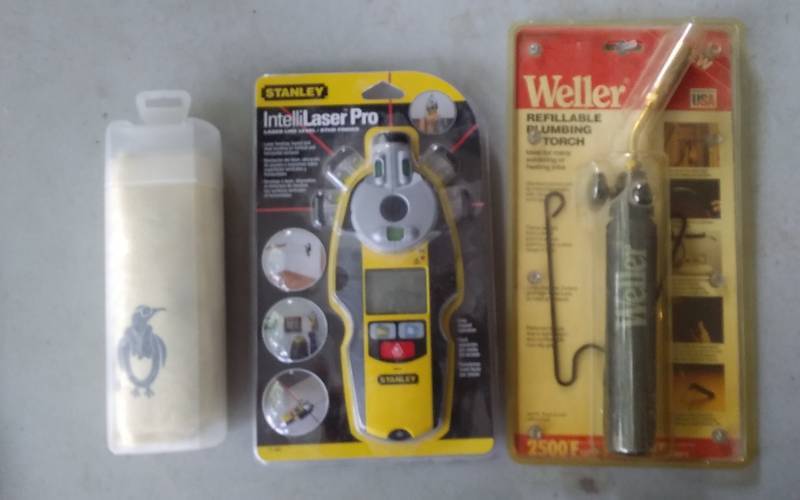 lot 65 image: New Laser Pro Level, Plumbing Torch, Polar Towel