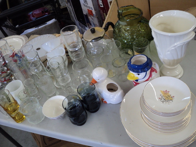 vintage glassware and household dis...