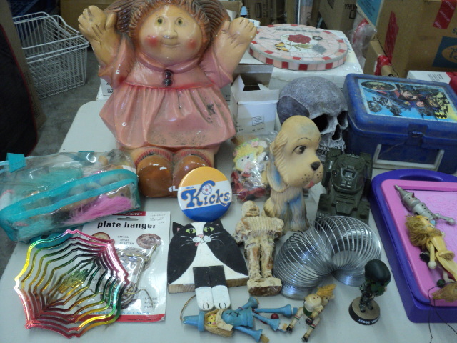 lot of vintage toys, political butt...