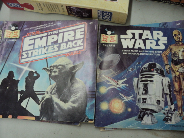 vintage records, some with books an...