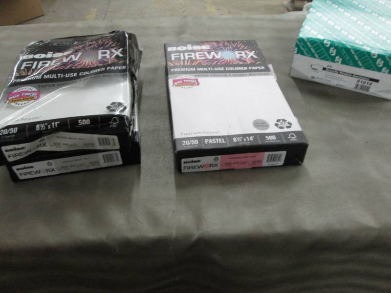 lot 30 image: 5 Reams 8.5x14 Pink Paper, 2 Reams ...