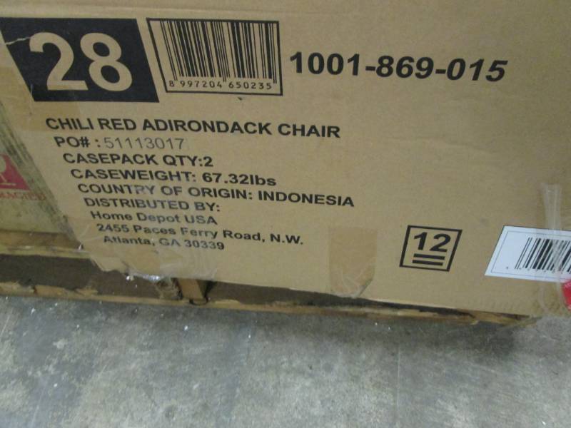 lot 234 image: Hampton Bay Chili Red Folding Outdo...