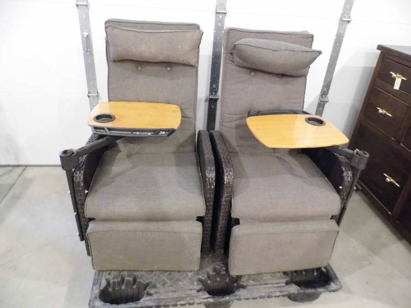 Lot of 2 Wicker Reclining Chairs
