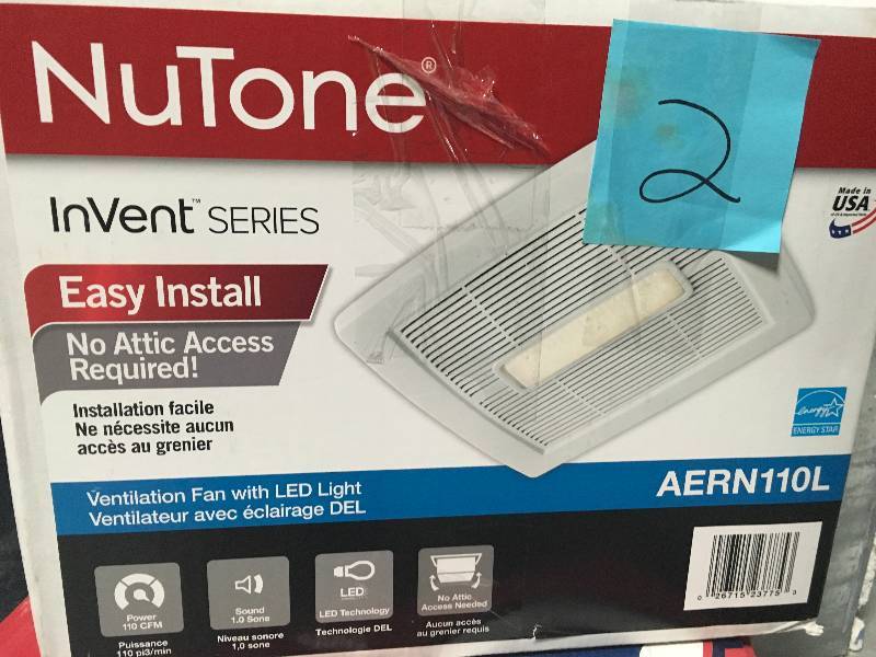 lot 2 image: NuToneInVent Series 110 CFM Ceiling Exhaust Bath Fan with Light, ENERGY STAR in Good Condition