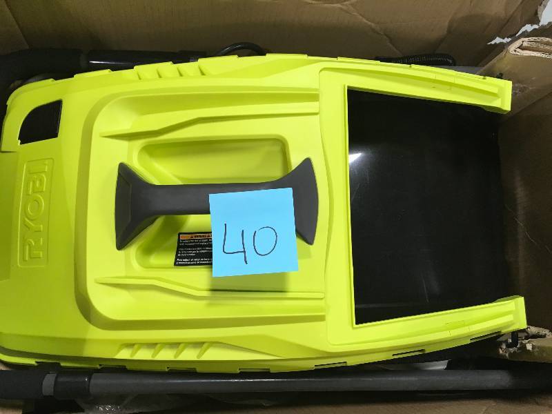 lot 40 image: Ryobi 16 in. 13 Amp Corded Electric Walk Behind Push Mower in Working Condition