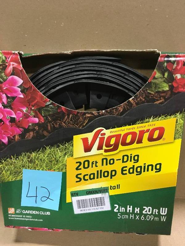 lot 42 image: Vigor 20 ft. x 2.25 in. Black Scalloped Polyethylene No-Dig Edging in Working Condition