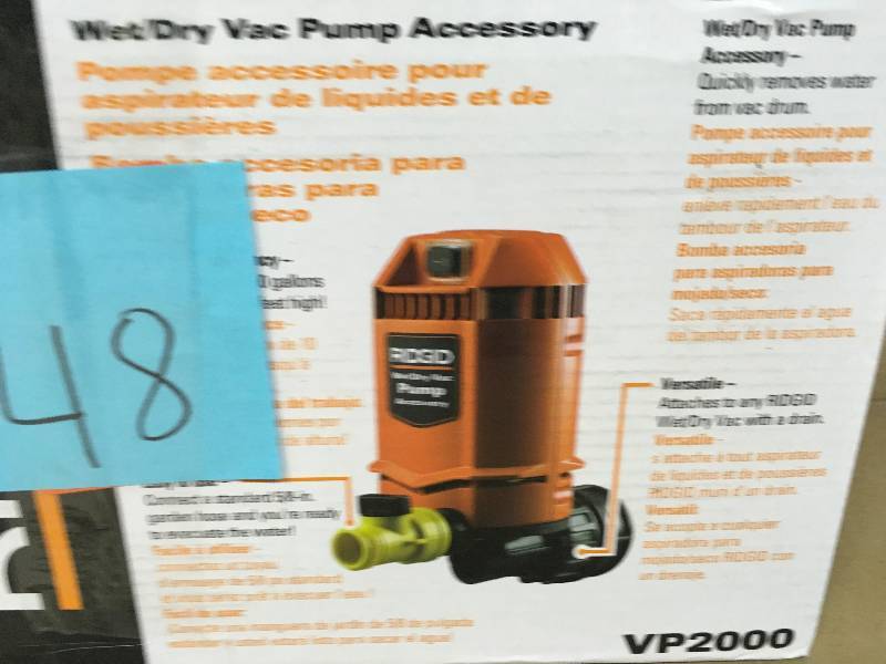 lot 48 image: Ridgid VP2000 Genuine OEM 58 Inch Quick Connect Pump Accessory for Wet  Dry Vacuums  in Good Condition