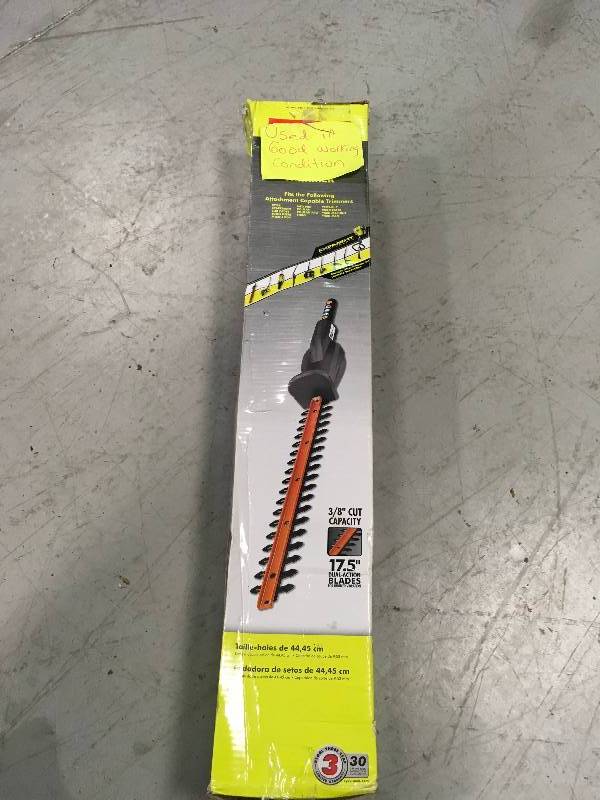 lot 50 image: Ryobi ExpandIt 1712 in. Universal Hedge Trimmer Attachment Used in Good Condition