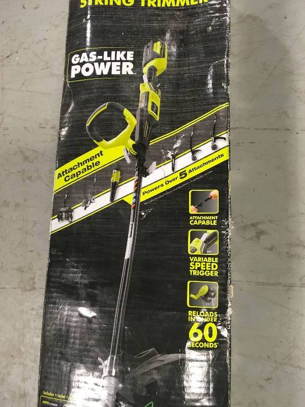 lot 71 image: RYOBI 40-Volt Lithium-Ion Cordless String TrimmerEdger - Expand It Battery and charger included in very good condition