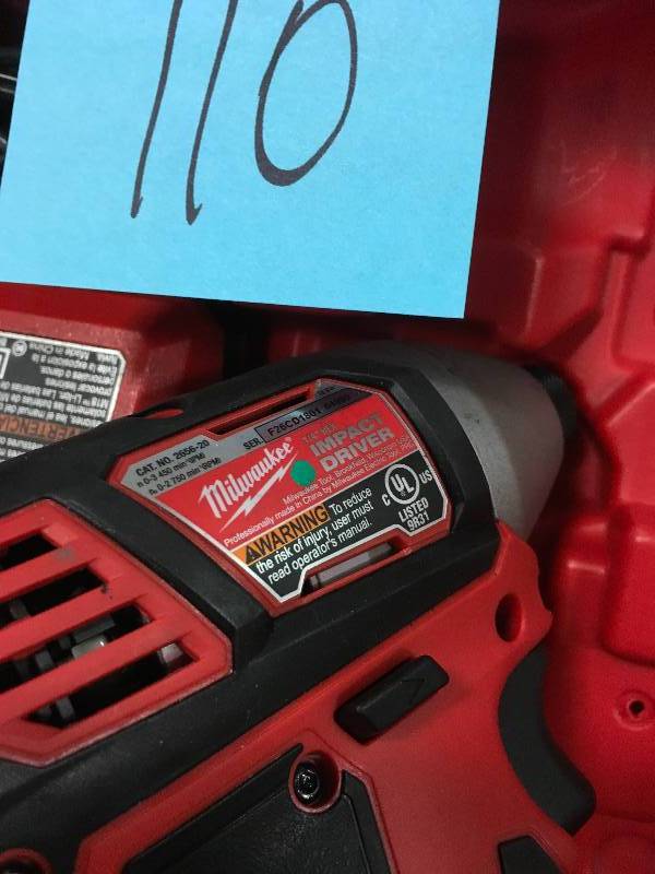 lot 110 image: Milwaukee M18 18-Volt Lithium-Ion Cordless 14 in. Hex Impact Driver Kit with One 3.0Ah Battery, Charger in Good Condition