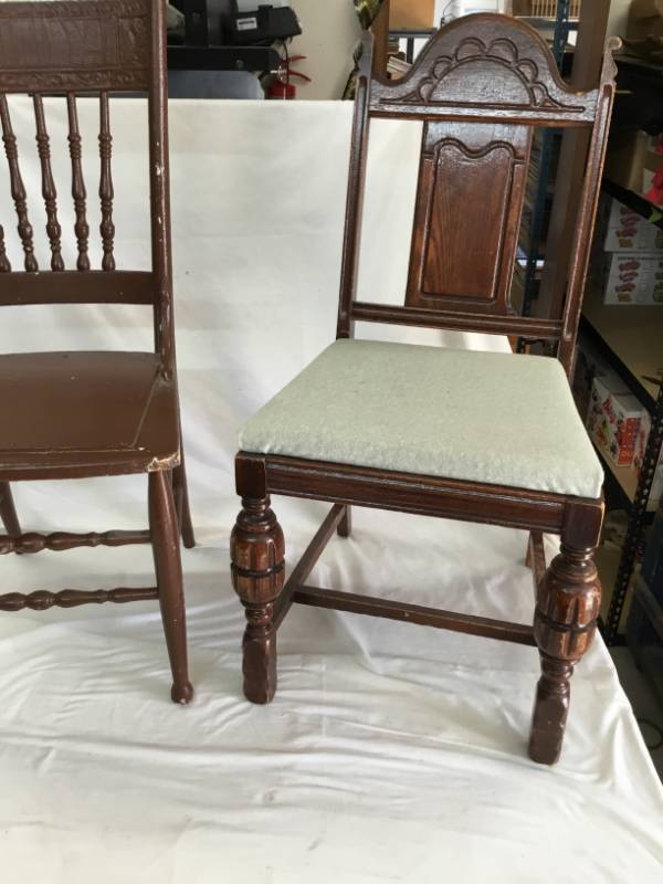 lot 16 image: Two Antique Chairs - One has a seat cushion