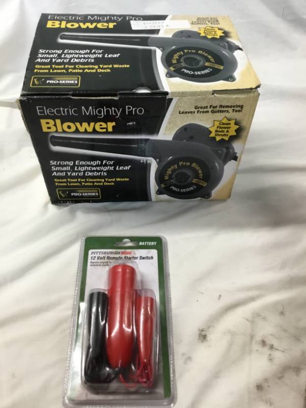 lot 68 image: electric mighty pro blower and Pittsburgh 12 volt remote starter switch New