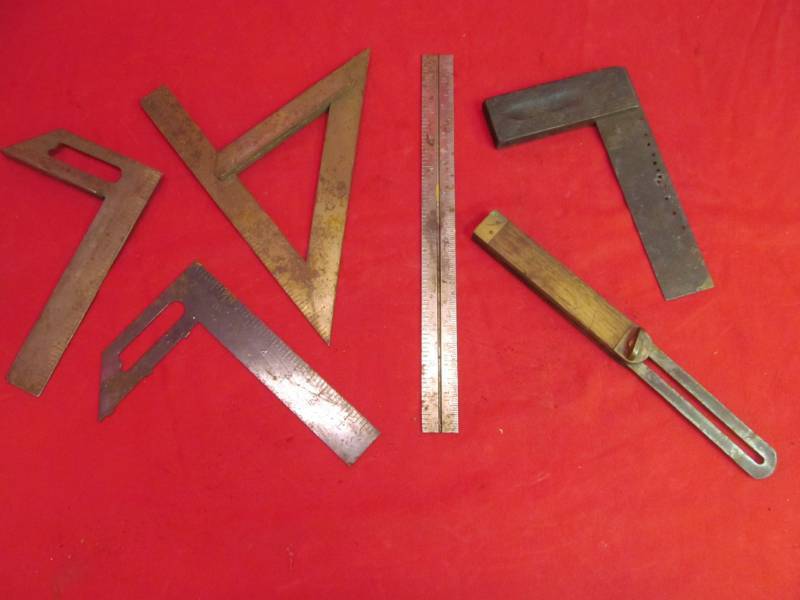 lot 30 image: vintage carpenters squares