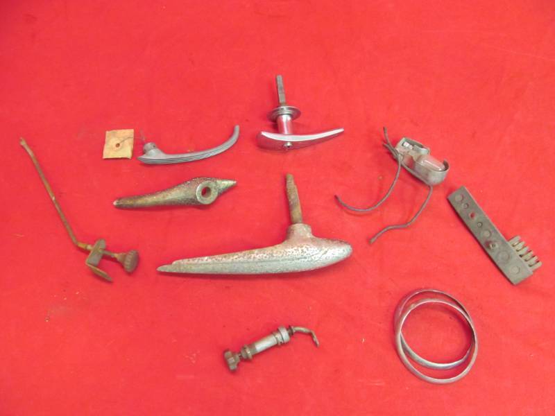 lot 37 image: vintage hood ornament, trunk lock