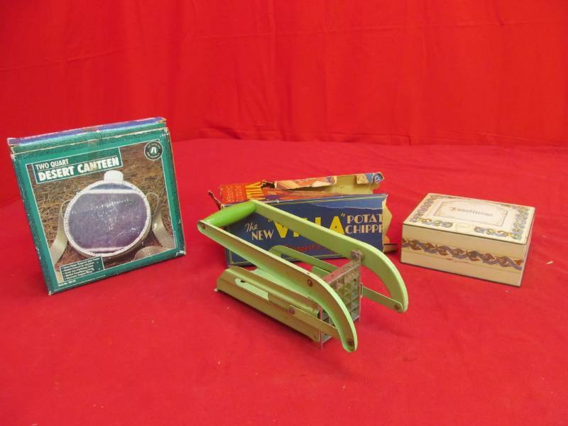 lot 81 image: vintage Whitman tin, villa potato chipper.canten