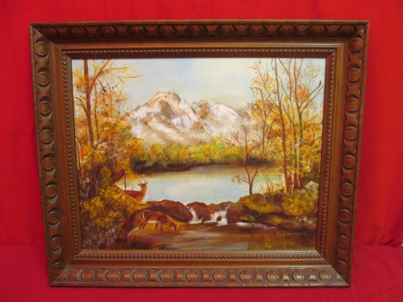 lot 131 image: oil on canvas  wild life painting local artist