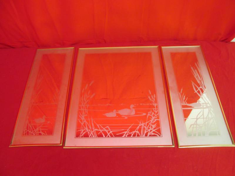 lot 132 image: etched glass mirror