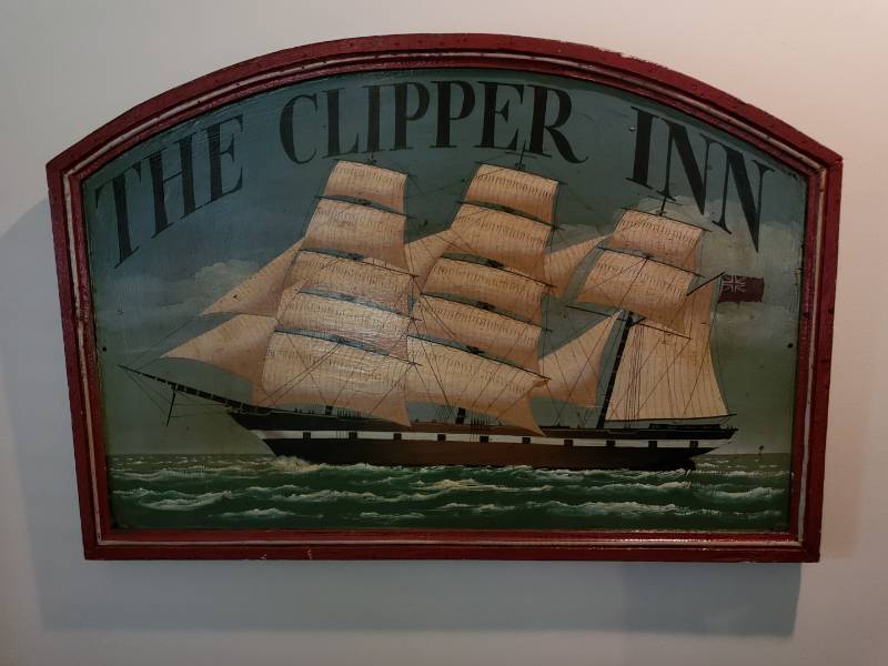 lot 8 image: The Clipper Inn Painted Nautical Themed Sign