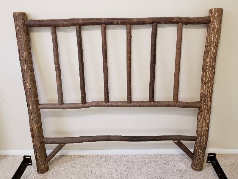 lot 38 image: Rustic Wood Styled Full  Queen Headboard & Queen Bed Frame
