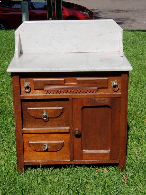 Antique Victorian Dry Sink Commode With Marble Top St