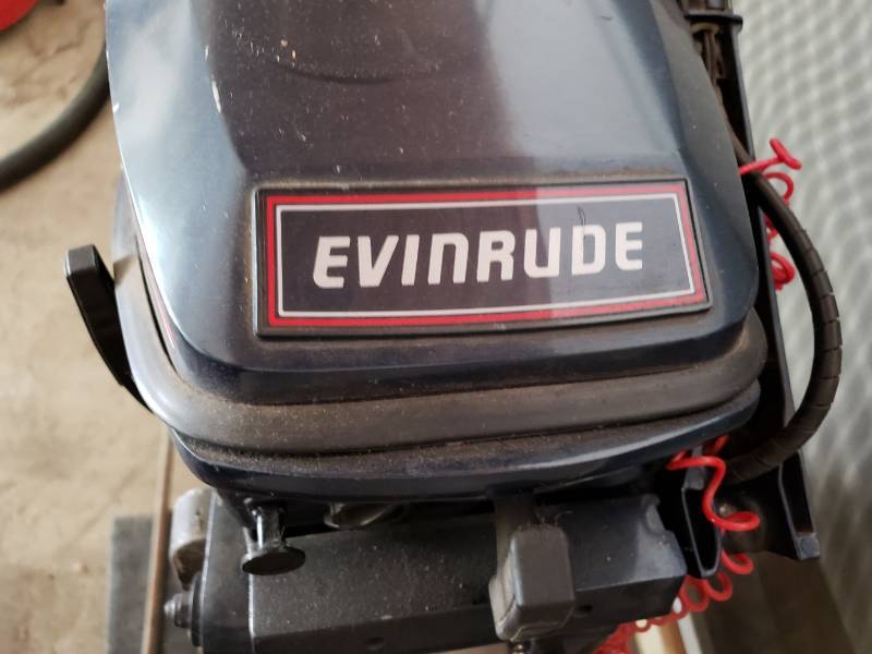 lot 51 image: Evinrude 5 HP Boat Motor and Stand