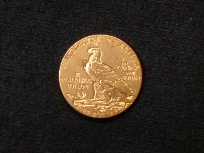 lot 1 image: 1913 Five Dollars Gold Indian Head ...