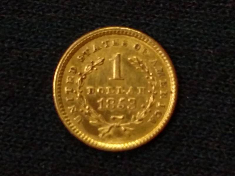 lot 3 image: 1853 One Dollar Gold Indian...