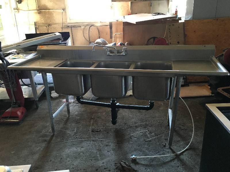 lot 47 image: Stainless Steel Triple Sink