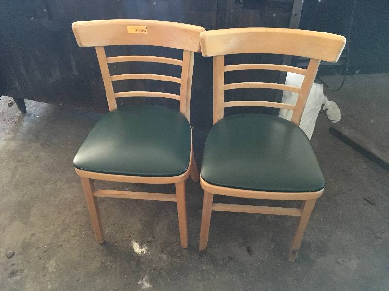 lot 19 image: Two Green Kitchen Chairs