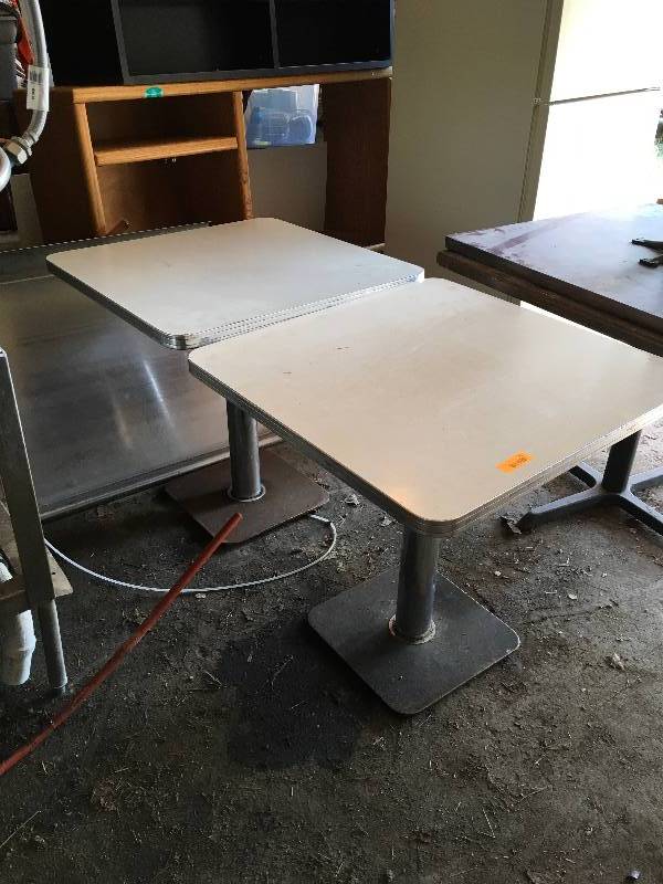lot 51 image: Cream Two Square Pedestal Tables