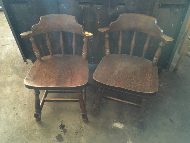 lot 34 image: Two Brown Chairs