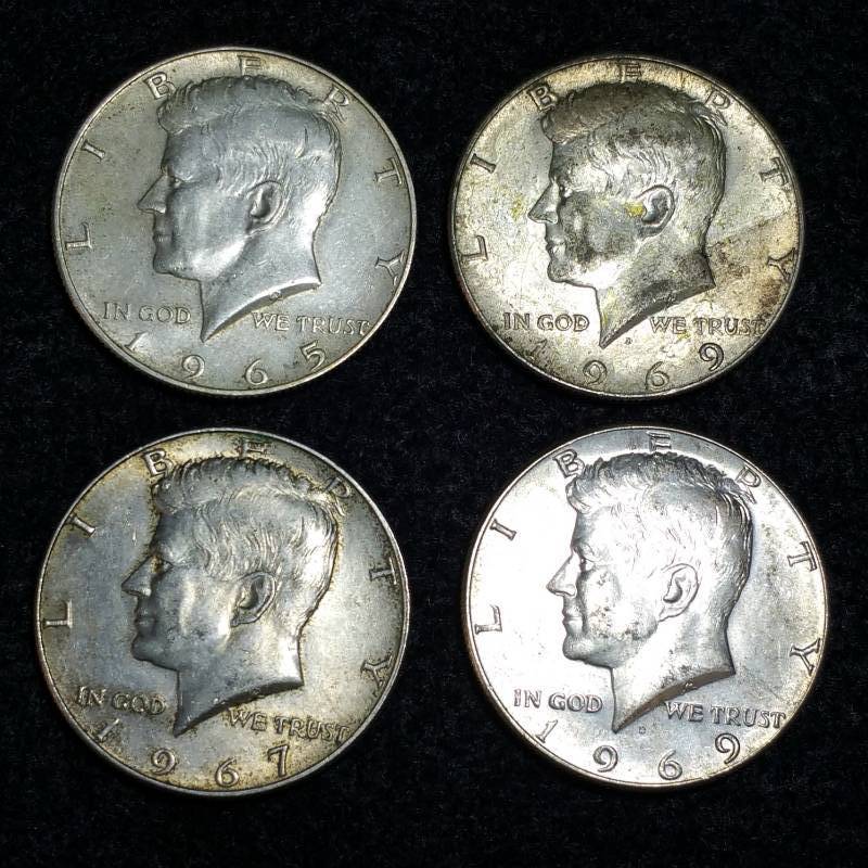 4 1965 1969 Kenney Half 40 Silver Dollars Coin Auction - 