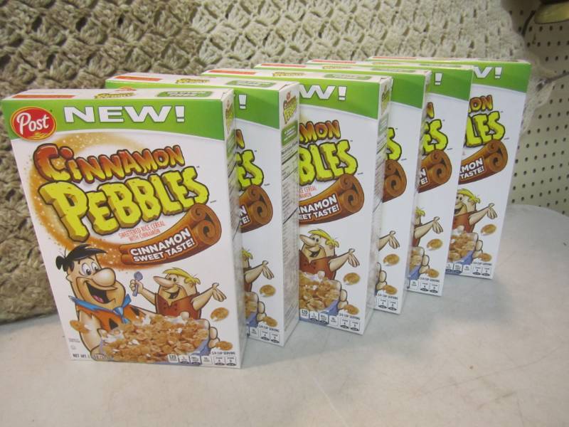 lot 44 image: 6 Boxes of Post Cinnamon Pebbles Ce...