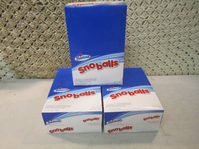 lot 90 image: 3 Boxes of Hostess Sno Balls Best b...