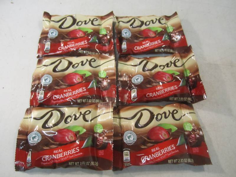 lot 110 image: 6 Bags of Dove Dark Chocolate Cover...