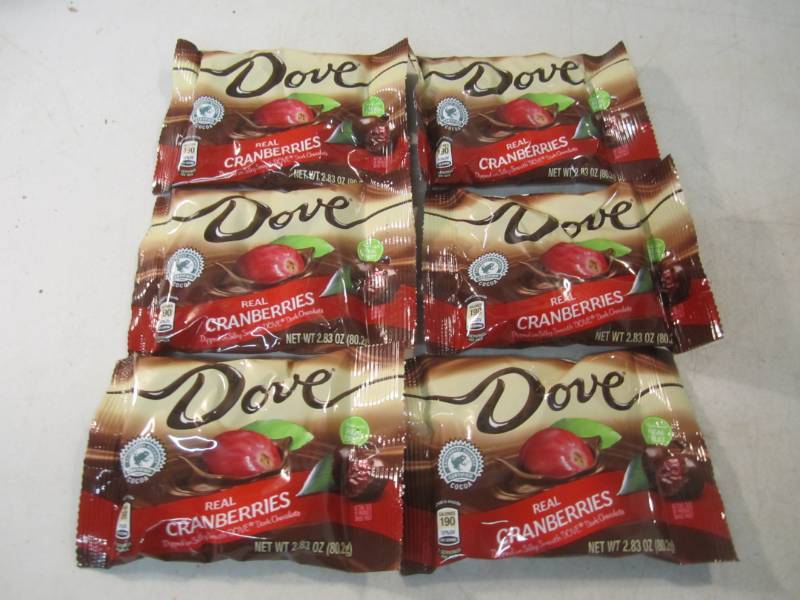 lot 111 image: 6 Bags of Dove Dark Chocolate Cover...
