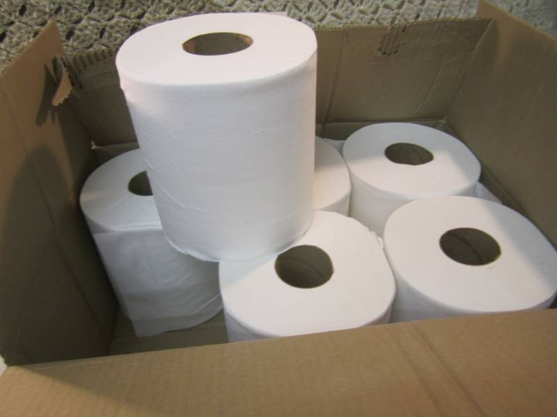 lot 297 image: Case of 6 Rolls of White Centerpull...