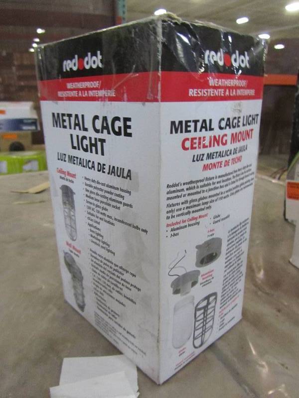 lot 86 image: CLU 150-WATT CEILINGWALL MOUNT METAL CAGE GLOBE LIGHT
